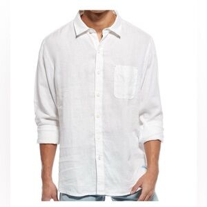 Tommy Bahama SZ XL Men's Sun shirt White Linen Casual Button Down.Pool,Beach.